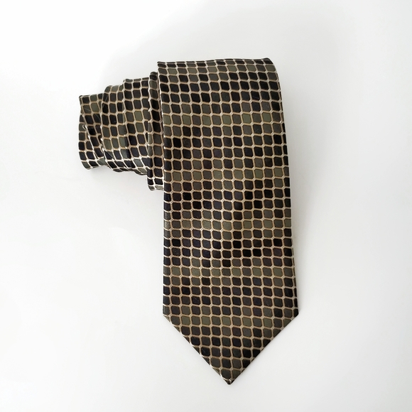 DISTINCTION Silk Tie Geometric Green - Picture 2 of 6